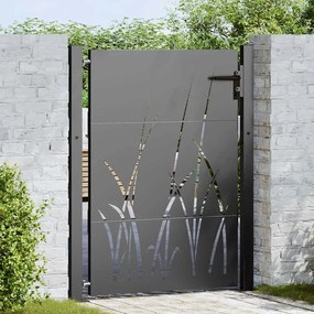 Portão de Jardim Preto 105 x 125 cm Aço com Revestimento em Pó