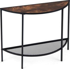 Mesa de Consola Semicircular, 92 x 30 x 80 cm, 2 Níveis de Arrumação, Castanho