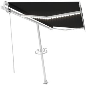 Toldo automático com LED e sensor de vento 450x350 cm antracite