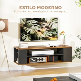 Móvel para TV com Rodas Armário para TV Flutuante com 2 Portas e 2 Prateleiras 120x40x38,5 cm Preto e cor Nogueira