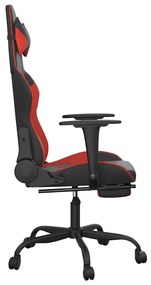 Cadeira gaming massagem + apoio pés couro artif. preto/vermelho