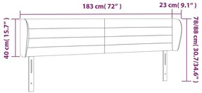 Cabeceira de cama c/ abas veludo 183x23x78/88cm cinzento-escuro