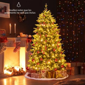 Árvore de Natal artificial de 150 cm, pré-iluminada, 296 galhos, 150 luzes LED brancas quentes, suporte de metal dobrável