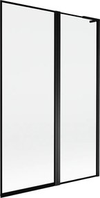 Mexen Mist L resguardo de banho de 2 painéis, direito 120 x 150 cm, moldura preta, preto - 8A9L-120-011-70-70-P