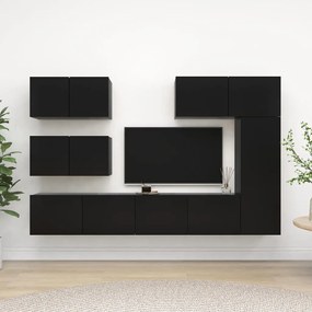 vidaXL 6 pcs conjunto de móveis de TV derivados de madeira preto