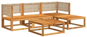 5 pcs conjunto de sofás de jardim com almofadões acácia maciça