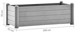 Canteiro elevado para jardim PP 100x43x35 cm cinzento pedra