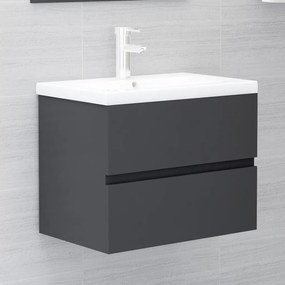 vidaXL Armário lavatório 60x38,5x45 cm derivados de madeira cinzento