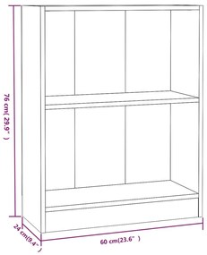 Estante 60x24x74,5 cm madeira processada cinza brilhante