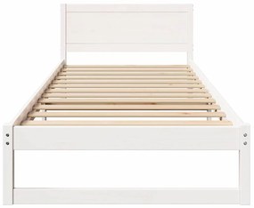 Estrutura de Cama Branca Madeira de Pinho Solteiro Durável
