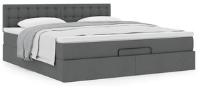 Estrutura de cama otomana com colchão 180x200cm cinzento escuro