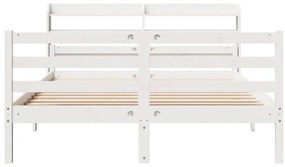 Estrutura de cama c/ cabeceira 150x200 cm pinho maciço branco