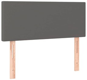 Cama box spring c/ colchão/LED 120x190cm couro artificial cinza