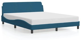 Estrutura de cama c/ cabeceira 160x200 cm veludo azul