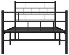 Estrutura de cama com cabeceira e pés 90x190 cm metal preto