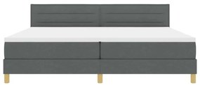 Cama Box Spring com Colchão &amp; LED Cinza Escuro 200x200 cm Tecido