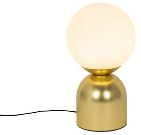 Candeeiro de mesa Hotel Chic dourado com vidro opalino - Pallon Trend Chique de hotel