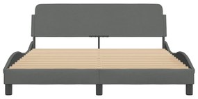 Estrutura de cama sem colchão 160x200 cm tecido cinzento-escuro