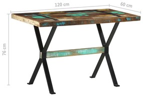 Mesa de jantar 120x60x76 cm madeira recuperada maciça