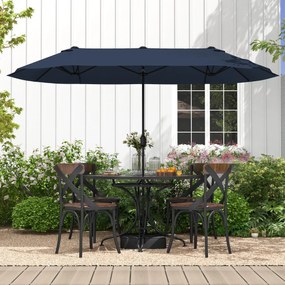 Guarda-sol duplo 400x200 cm jardim duplo para exterior com base recarregável, manivela e 12 varas de alta resistência Azul Marinho