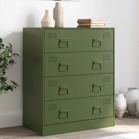 vidaXL Aparador 67x39x83 cm aço verde azeitona