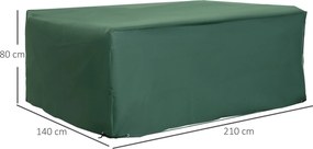 Capa/Lona de proteção impermeável para mobiliário de jardim em tecido Oxford 600D, retangular, 210 L x 140 L x 80 A cm, verde