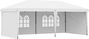 Outsunny Tenda Dobrável 6x3 m Pop-up com 4 Laterais Desmontáveis Tenda de Jardim com 2 Janelas Visíveis Saco de Transporte Branco | Aosom Portugal