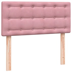 Cama com molas/colchão 100x220 cm veludo Rosa