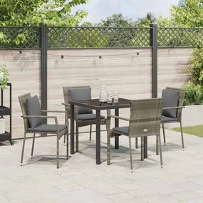 Conjunto de 4 Cadeiras de Jardim 5 pcs Cinzeto 80 x 80 x 73 cm