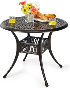 Mesa de jardim redonda  com orifício para guarda-sol Ø 90 cm, em alumínio fundido