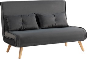 HOMCOM Sofá-cama 2 lugares, sofá cama, sofá conversível em cama, encosto regulável, revestimento em tecido, estrutura metálica, cinza | Aosom Portugal