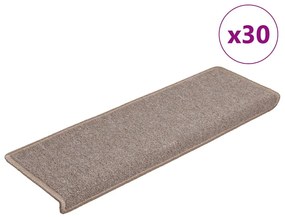 Tapetes de escadas 30 pcs 65x21x4 cm castanho-claro