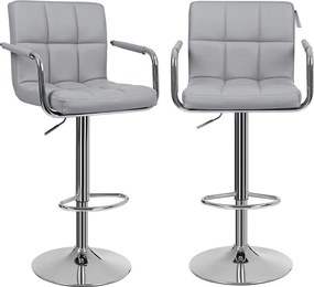 Conjunto 2 Bancos de bar com braço 44,5 x (95-115) x 38 cm cinzento