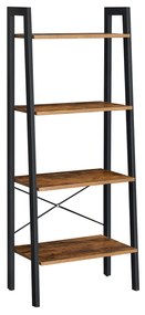Prateleira tipo escada VASAGLE, estante para livros, prateleira industrial de 4 níveis para sala de estar, quarto, cozinha, marrom rústico e preto LLS44X
