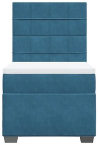 Cama boxspring com colchão 90x190 cm veludo azul