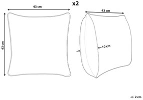 Conjunto de 2 almofadas em bombazine castanho claro 43 x 43 cm ZINNIA Beliani