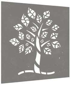 Decoração p/ muro de jardim 105x55 cm aço corten design árvore