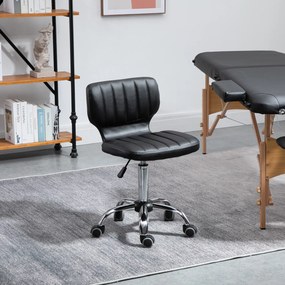 Banco de trabalho giratório a 360° - altura do assento ajustável entre 47 e 62 cm - revestimento sintético acolchoado preto com acabamento cromado