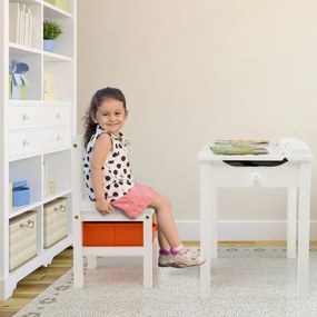 Conjunto de mesa e cadeira para crianças de estudo e brincar com gaveta de arrumação Branca