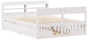 Cama sem colchão 160x200 cm madeira de pinho maciça branco