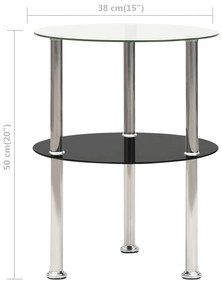 Mesa apoio duas prateleiras 38cm vidro temp. transparente/preto
