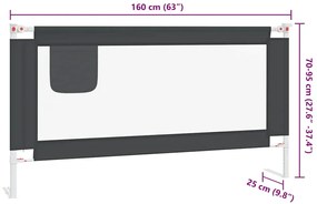 Barra segurança p/ cama infantil tecido 160x25 cm cinza-escuro