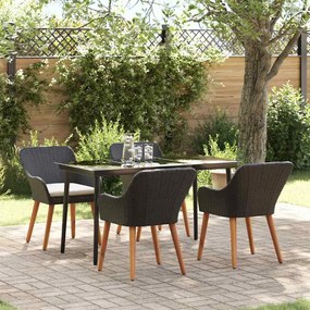 vidaXL Conjunto de Jantar para Jardim de 5 Peças em Rattan Preto