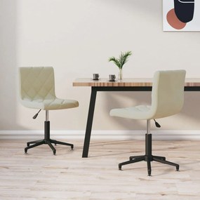vidaXL Cadeiras de jantar giratórias 2 pcs veludo cor creme