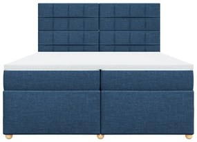 Cama com molas/colchão 200x200 cm tecido azul