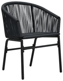 3 pcs conjunto bistrô com almofadões vime PE preto