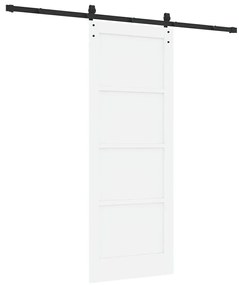 Porta Deslizante vidaXL com Acessórios Branca 78x202 cm Madeira Sólida
