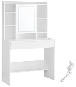 Toucador com iluminação LED e espelho 40 x 90 x 144,7 cm Branco