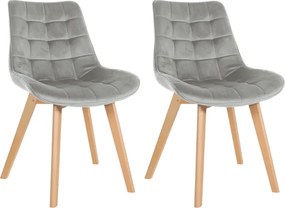 Conjunto de 2 cadeiras Brook Veludo cinzento