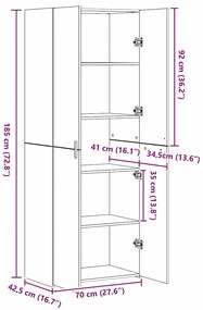 Highboard Carvalho Preto 70x42.5x185 cm Madeira Engenharia